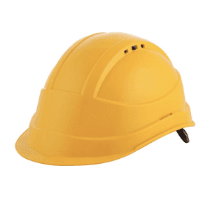 Black+Decker Industrial Safety Helmet With Plastic Suspension & Ratchet Type Adjustment With Chin Strap (Yellow), BXHP0221IN