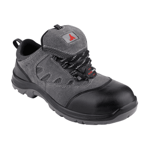 Alko Plus Low Ankle Suede Leather Safety Shoe with PU Double Density Sole - Steel Toe (Black & Grey), APS 3X