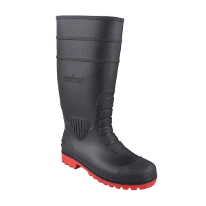 Alko Plus 15 inch PVC Gumboot with Cotton Lining & Steel Toe (Black & Red), APS G7
