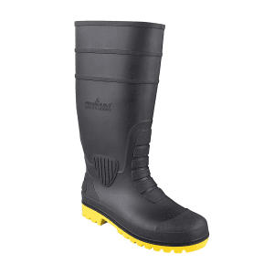 Alko Plus 15 inch PVC Gumboot with Cotton Lining & Steel Toe (Black & Yellow), APS G7