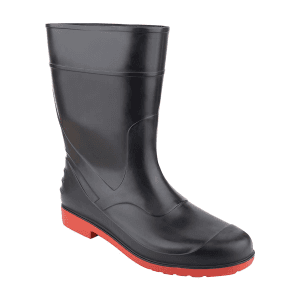 Alko Plus 11 inch PVC Gumboot without Cotton Lining & Steel Toe (Black & Red), APS G11