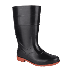 Alko Plus 13 inch PVC Gumboot with Cotton Lining & without Steel Toe (Black & Red), APS G13
