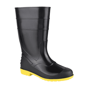 Alko Plus 13 inch PVC Gumboot with Cotton Lining & without Steel Toe (Black & Yellow), APS G13