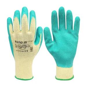 Yato Green Latex Coated Cotton / Pe Gloves, YT-7471