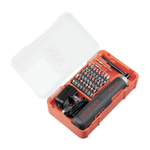 Black+Decker 4V / 6.35mm Li-ion Cordless Screwdriver With E-Clutch & Intelligent Torque System (Pack of 27 Pcs) Accessories, BD40K27-IN