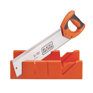 Black+Decker 350 mm / 14 Inch Steel Mitre Box with Saw For Professional & DIY Use, BDHT20346