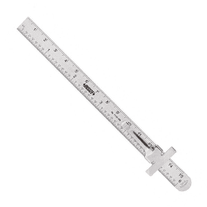Insize 150 mm / 6 inch Stainless Steel Pocket Ruler With Sliding Clip, 7119-150