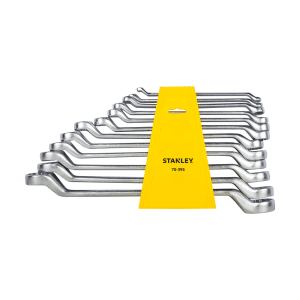 Stanley 12 Pcs, Chrome Matte Finish Shallow Offset BI-HX Ring Spanner Set, 70-395E