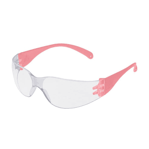 Karam UV Protected Safety Spectacle With Polycarbonate Clear Lens & Pink Temples, ES001(Clear)PK