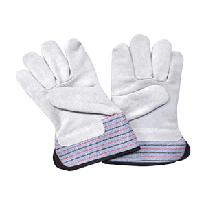 Ozar Leather With Cotton Striped, Back & Safety Cuff (Grey) Working Gloves, AGL-9101