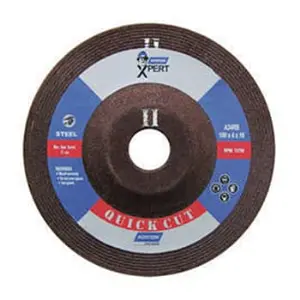 Norton Xpert Quick Cut 125 x 6 x 22.23 mm Depressed Centre Wheel (Pack Of 60 Pcs), DX65