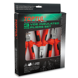 Toptul 3 Pcs VDE Insulated Pliers Set, GAAE0301