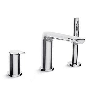 Kohler Avid 3 Hole Deck Mount Bath Tub Filler With Hand Shower In Polished Chrome Finish, K-97360T-B4-CP