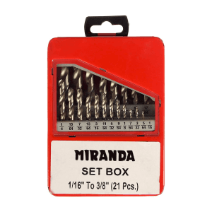 Miranda 1/16 - 3/8 inch Jobber Drill Set (21 Pcs)