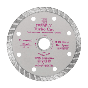 Taparia 4 Inch (110 mm) Diamond Cutting Blade, Turbo Cut, DBT 4