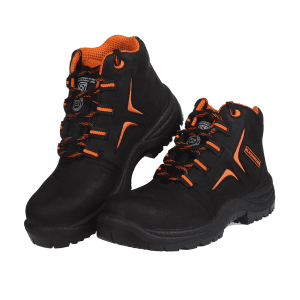 Black+Decker High Ankle Nubuck Leather Safety Shoe - Steel Toe (Black), BXWB0131IN