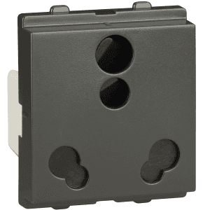 Schneider Electric Opale 6 / 16 Amp 3 Pin Socket Outlet With Shutter - Coke Grey (Pack of 10 Pcs), AAKY2106