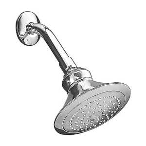 Kohler Finial 140 mm Single Function Shower Head With Shower Arm & Flange In Polished Chrome Finish, K-16351IN-CP