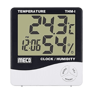 Meco Temperature & Humidity Meter For Indoor With Clock, THM-I