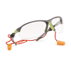 Udyogi Clear Lens Nose Bridge With Ear Plug Retainer Safety Eyeware, TWISTER PLUS