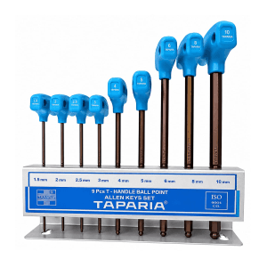 Taparia 9 Pcs (1.5 mm - 10 mm) T-Handle Ball Point Allen Keys Set, TKBXM 9