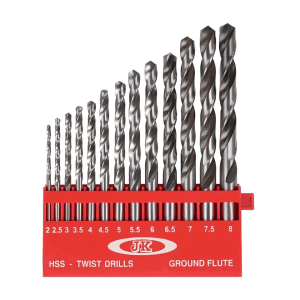 JK 2.0 - 8.0 mm / 13 Pcs Ground Flute HSS Straight Shank Jobber Drill Bit Set, SD7709928