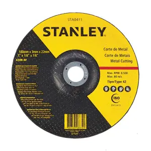 Stanley 180 x 3 x 22 mm Metal Cutting Wheel, STA0411-IN