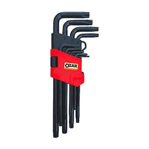 Ozar 9 Pcs (T10 - T50 mm) Long Torx Allen Keys Set, Black Finish, AKT-9160