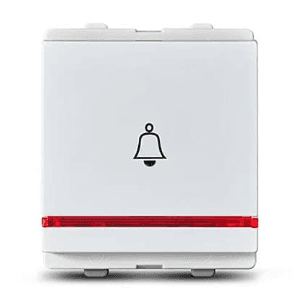 Schneider Electric Opale 6 Amp 2 Module Bell Push With Indicator - White (Pack of 10 Pcs), X1086WH