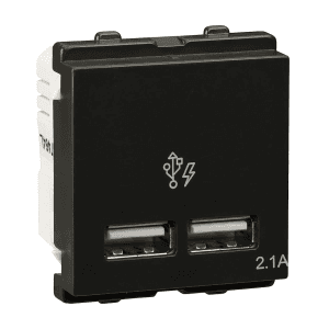 Schneider Electric Opale 2.1 Amp 2 Module USB Charger - Coke Grey (Pack of 15 Pcs), AAKY7003