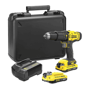 Stanley 20V / 2.0 Ah / 13 mm Cordless Brushed Hammer Drill  With 2 Batteries & Charger (FATMAX), SCD711D2K