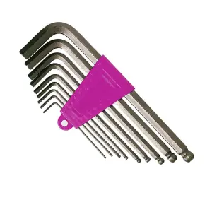 JK 9 Pcs (1.5 mm - 10 mm) Long Ball Point Hex Allen Key Sets, Black Finish, SD7800544
