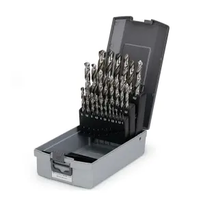 JK 1.00 - 13.00 mm / 25 Pcs Ground Flute HSS Straight Shank Jobber Drill Bit Set, SD7709929