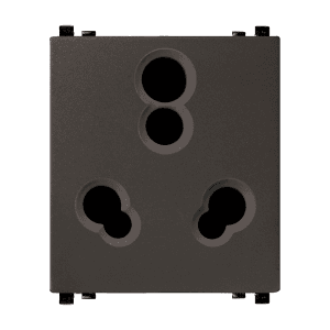 Schneider Electric Zencelo 6 / 16 Amp 3 Pin Socket Outlet With Shutter - Dark Grey (Pack of 10 Pcs), IN8426/16(BZ)