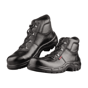 Karam Men's Ankle Height Leather Safety Shoe - Fibre Toe (Black), FS26BL