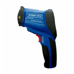 Metravi 4 Digits 2200°C Temperature Range With Dual Laser Pointer Non-contact cum Contact Infrared Thermometer With USB PC Interface, MT-18