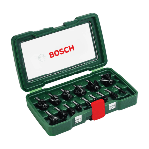 Bosch 8 mm Shank Straight TC Router Bit Set (Pack of 15 Pcs), 2 607 019 469
