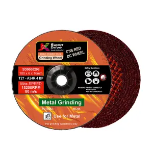 JK 100 x 6 x 16 mm Red D.C Grinding Wheels, SD9060298