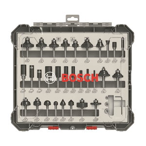 Bosch 1/4 Inch Shank Trimming & Edging Router Bits Set (Pack Of 30 Pcs), 2 607 017 476