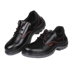 Karam Men's Deluxe Leather Safety Shoe - Fibre Toe (Black & Light Grey), FS01BL