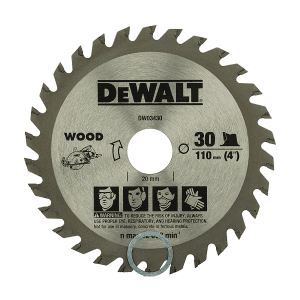 Dewalt 4 inch / 110 mm TCT Woodworking Saw Blade For MDF Particle Boards & Laminated Boards (30 Teeth), DW03430-IN