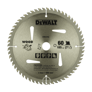 Dewalt 7-1/4 inch / 185 mm TCT Woodworking Cutting Blade For MDF Particle Boards Laminated Boards (60 Teeth), DW03760-IN