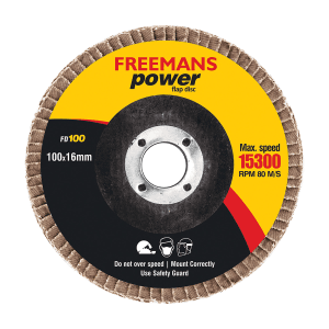 Freemans 100 mm x 16 mm / 100 Grit Power Flap Disc, FD100-100