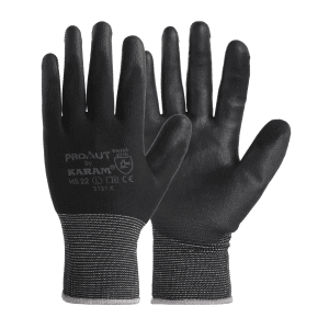 Karam Black Supported Hand Gloves (Medium) (Pack Of 12 Pair), HS22
