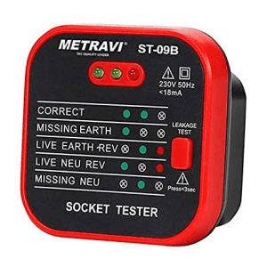 Metravi 6A / 250V AC Socket Polarity Tester, ST-09