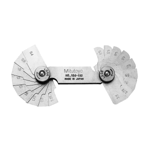 Mitutoyo 0.4 - 6 mm Radius Gauge Set (18 Pairs of Leaves), 186-110