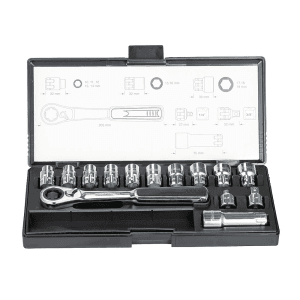 Makita 14 Pcs 1/4 & 3/8 inch Sq. Drive Pass Thru Socket Wrench Set, B-65595