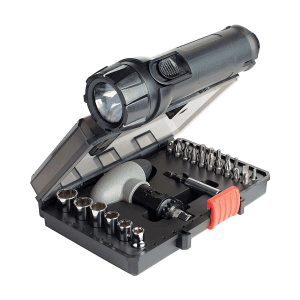 Black+Decker 30 Pcs Fastening Screwdriver Bit Set With LED Flashlight & High Visibility Vest, A7224-XJ