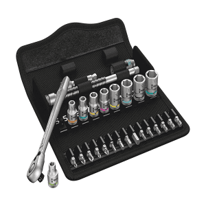Wera 28 Pcs 8100 SA 8 Zyklop Metal Ratchet Set With Switch lever 1/4" Drive Metric, 05004018001