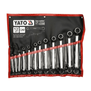 Yato 12 Pcs, (6 x 7 mm - 30 x 32 mm) Bi-Hexagonal Ring Spanner Set, YT-0398
